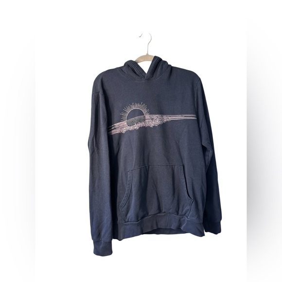 Old Navy Men’s Graphic Hoodie Size Large Sun Horizon Print Blue - Picture 1 of 6